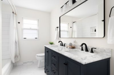 Custom Marble Vanity with Double Sinks